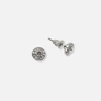 Silverfärgade örhängen, vit sten med halo - 6 mm