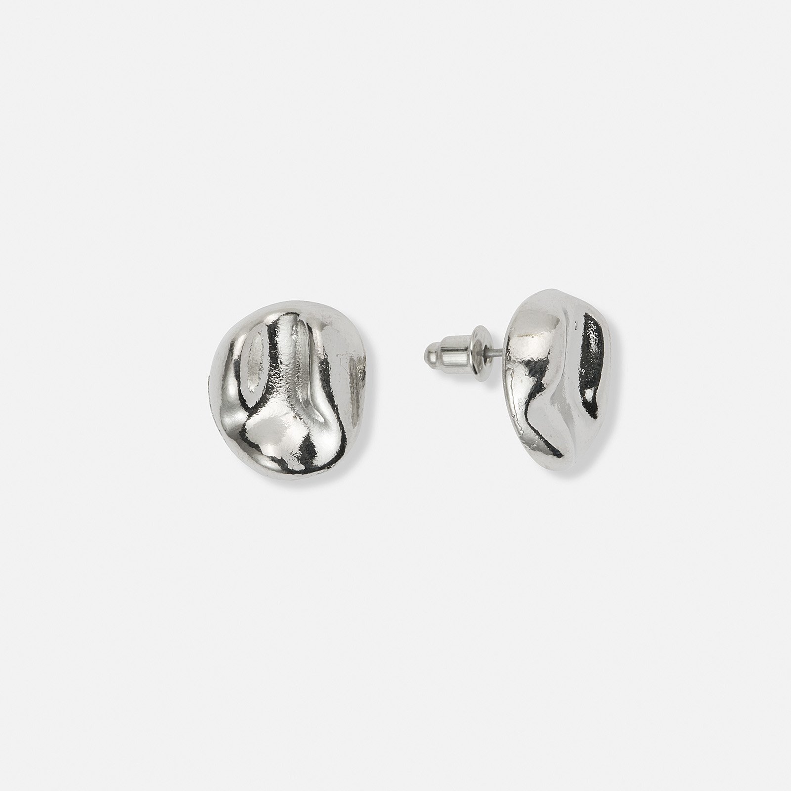 Silverfärgade örhängen, ojämn platta - 15 mm