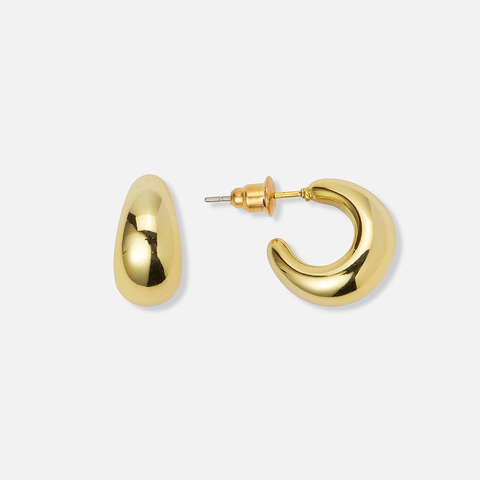 Guldfärgade örhängen, docerade hoops - 15 mm