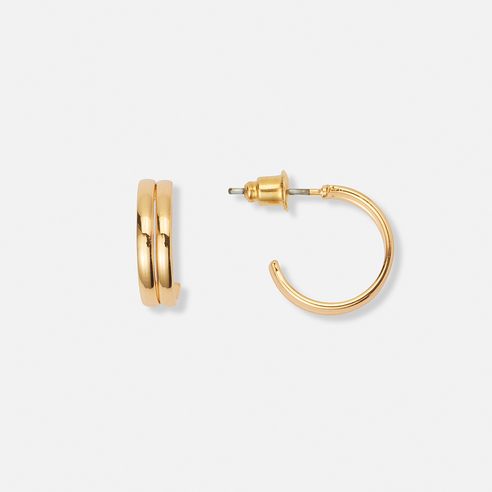 Guldfärgade örhängen, två smala rader - 15 mm