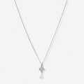 Silverfärgat halsband, nyckel & fyrklöver - 42+7 cm