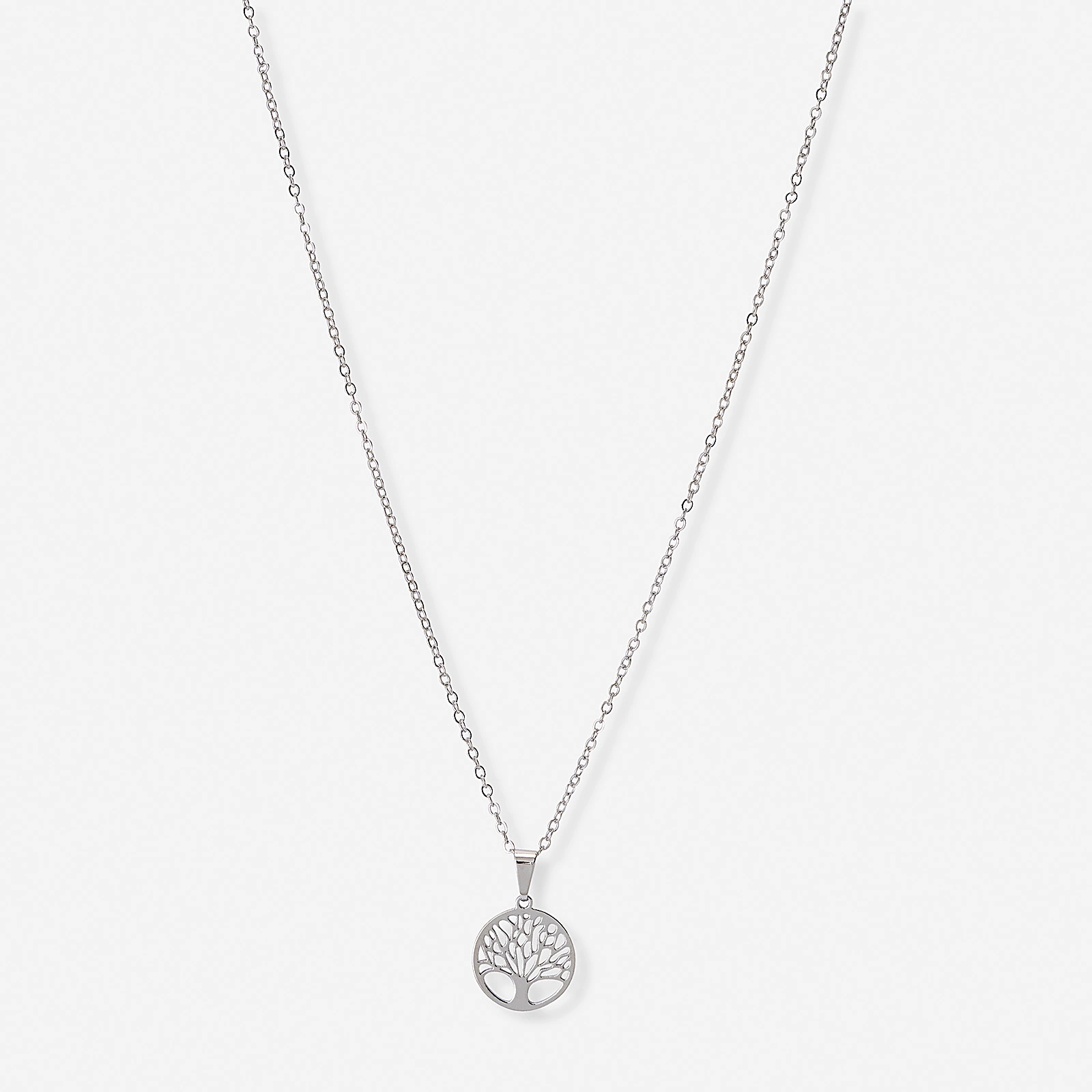 Silverfärgat halsband, livets träd - 42+7 cm