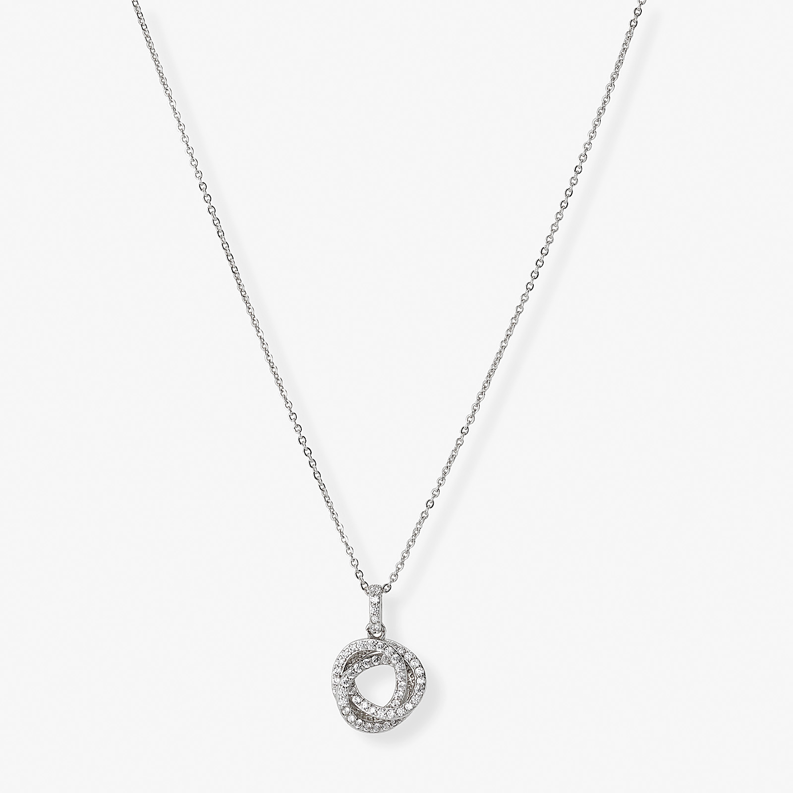 Silverfärgat halsband, tre överlappande cirklar - 42+7cm