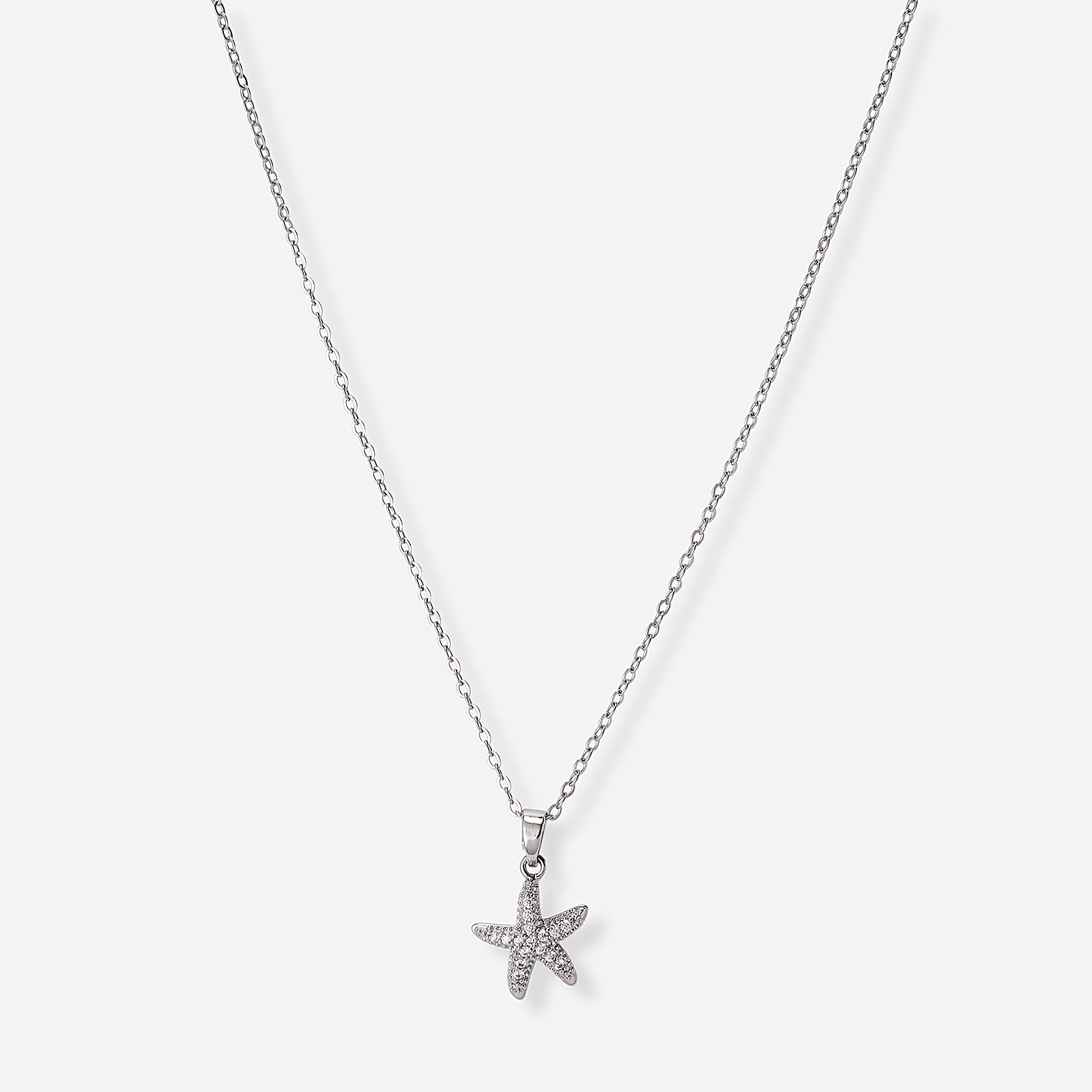 Guldfärgat halsband, sjöstjärna med kristaller - 42+7 cm