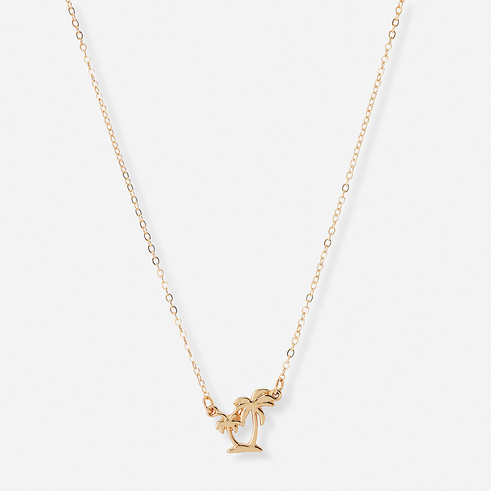 Guldfärgat halsband, två palmer - 42+7 cm