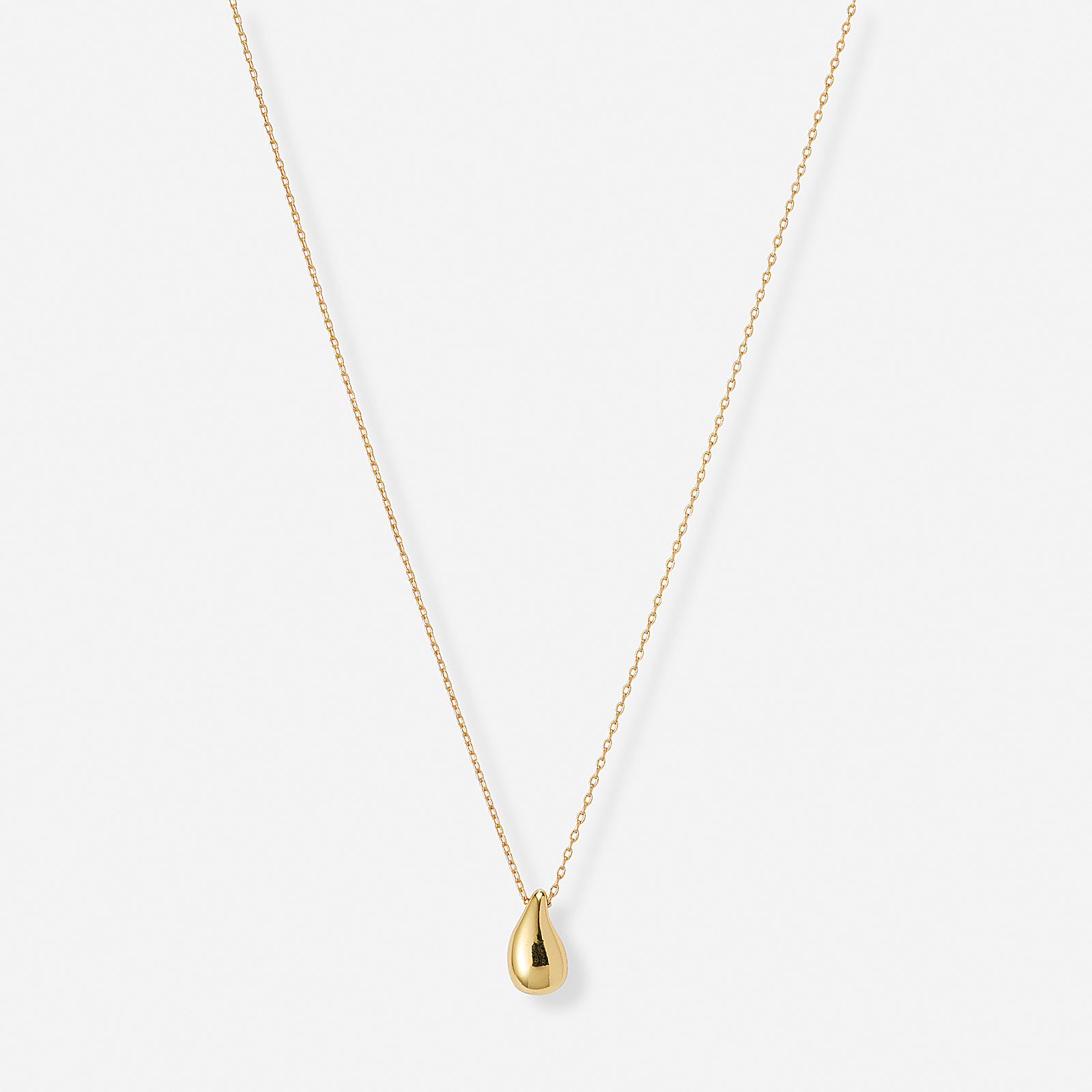 Guldfärgat halsband, slät droppe - 42+7 cm