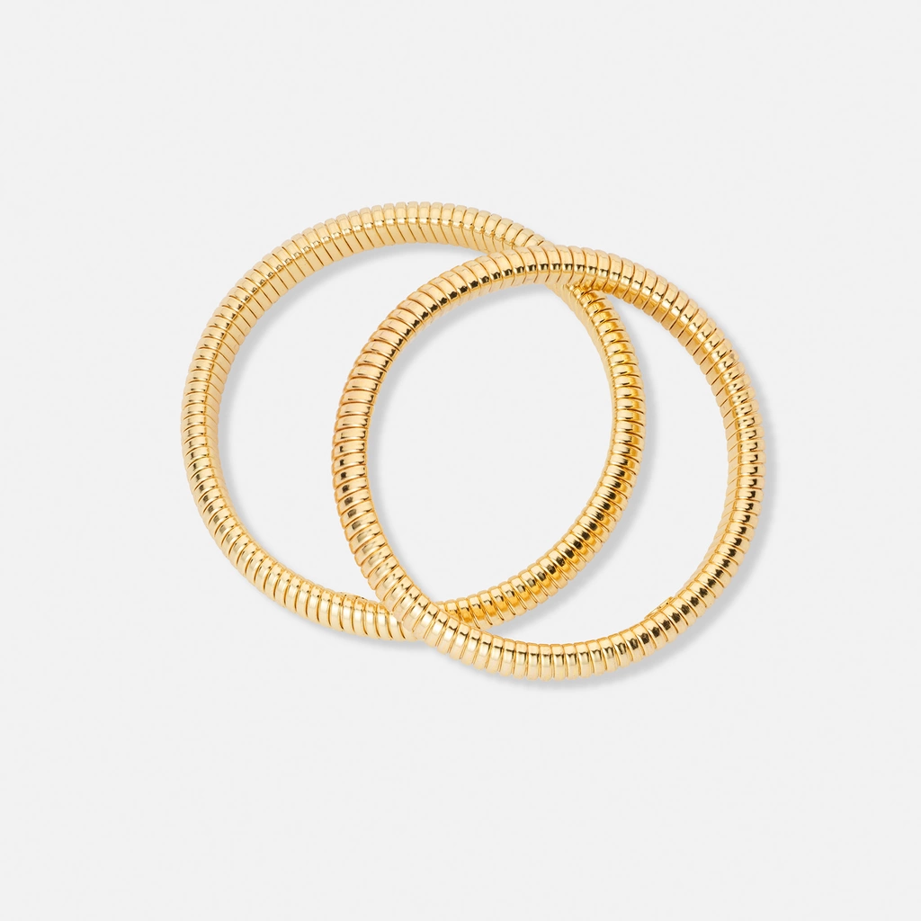 2-pack guldfärgade flexibla armband, bangles