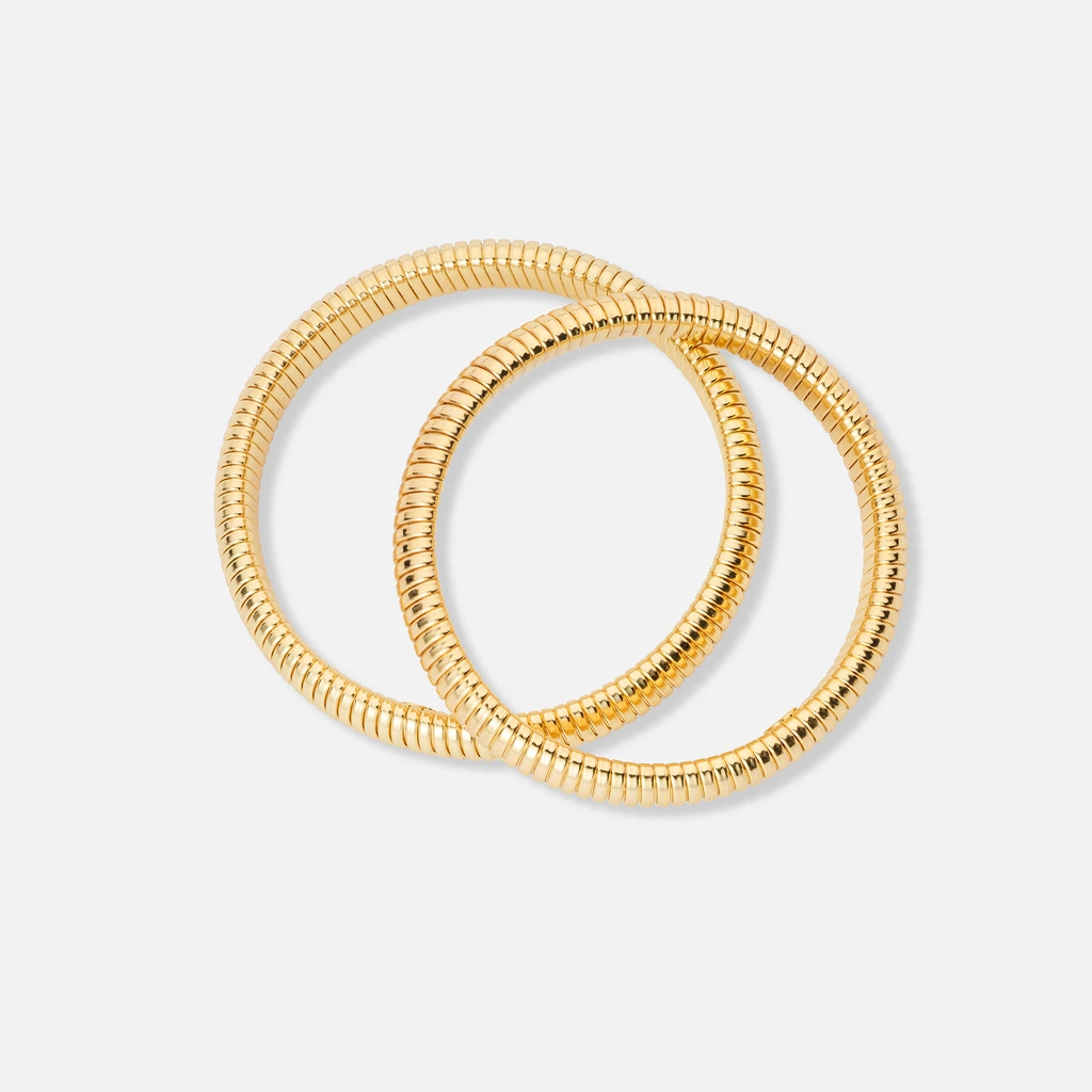 2-pack guldfärgade flexibla armband, bangles