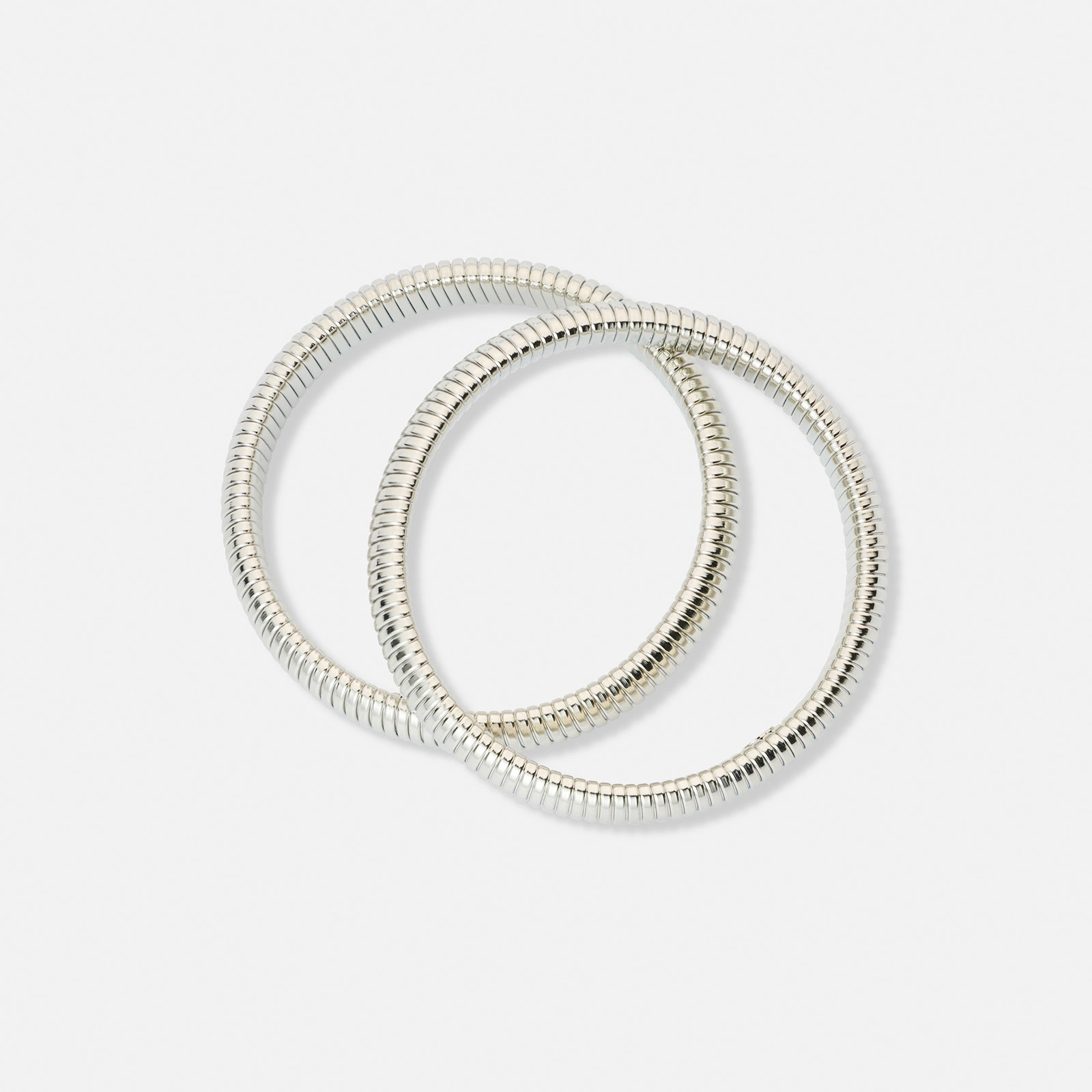 2-pack silverfärgade flexibla armband, bangles