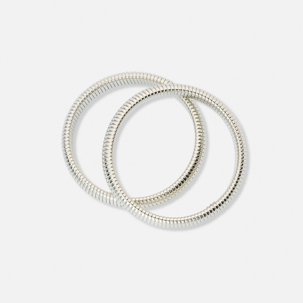 2-pack silverfärgade flexibla armband, bangles