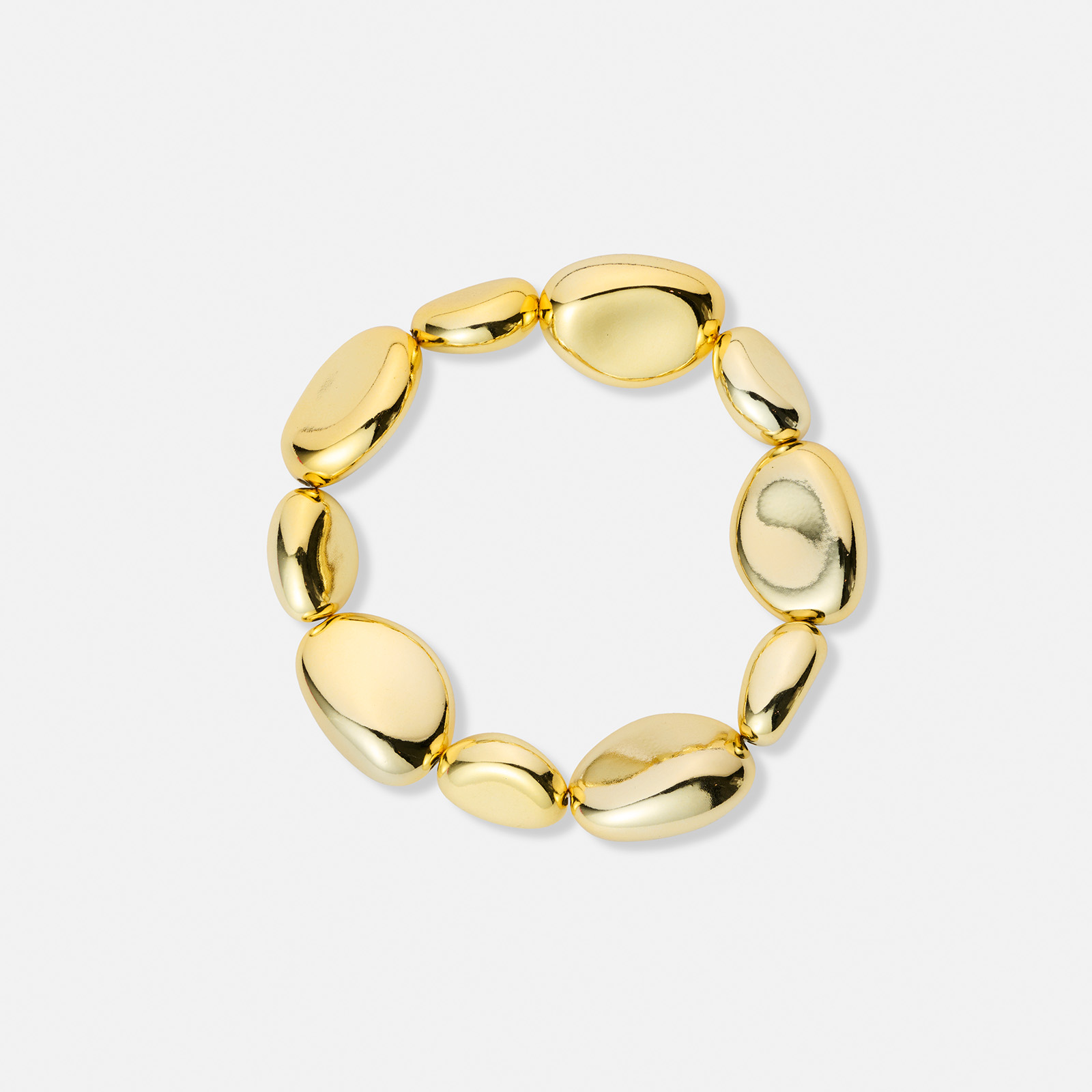 Guldfärgat armband, stora ojämna kulor - 17cm