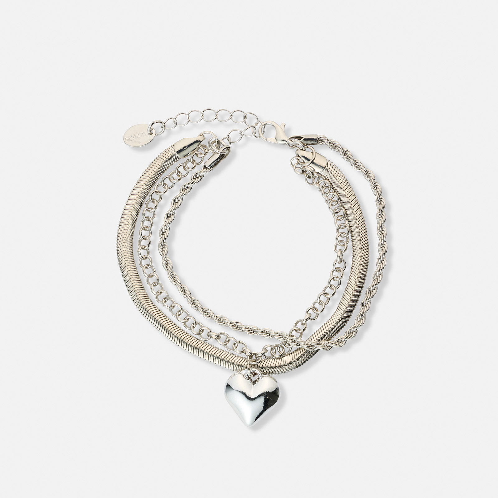 3-pack silverfärgade armband - 19,5+5 cm