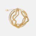 Guldfärgade armband, 3 kedjor och bangle - 17+5 cm