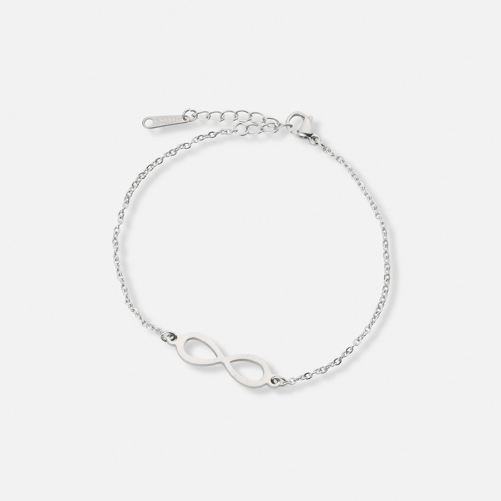 Silverfärgat armband, evighetssymbol - 17+5 cm