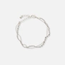 2-radigt silverfärgat armband, singapore & pansar - 19+5 cm