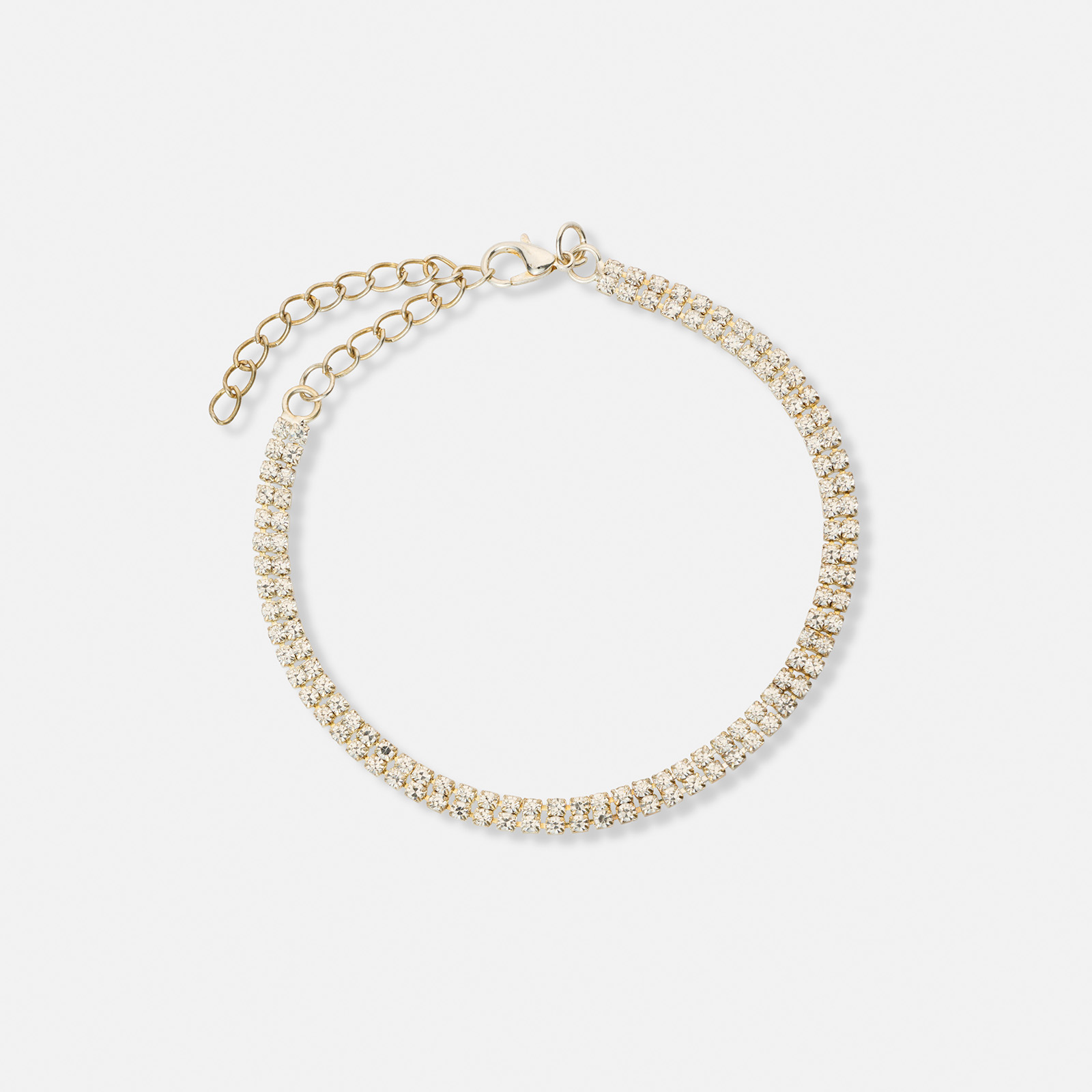 Guldfärgat armband, dubbelt tennisarmband - 18+5cm