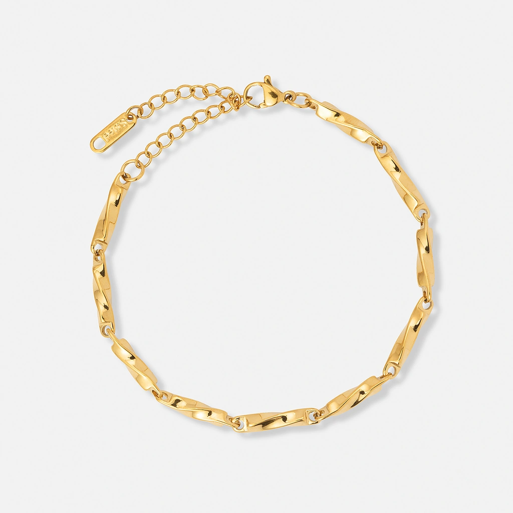 Guldpläterat stålarmband twist - 16+3cm
