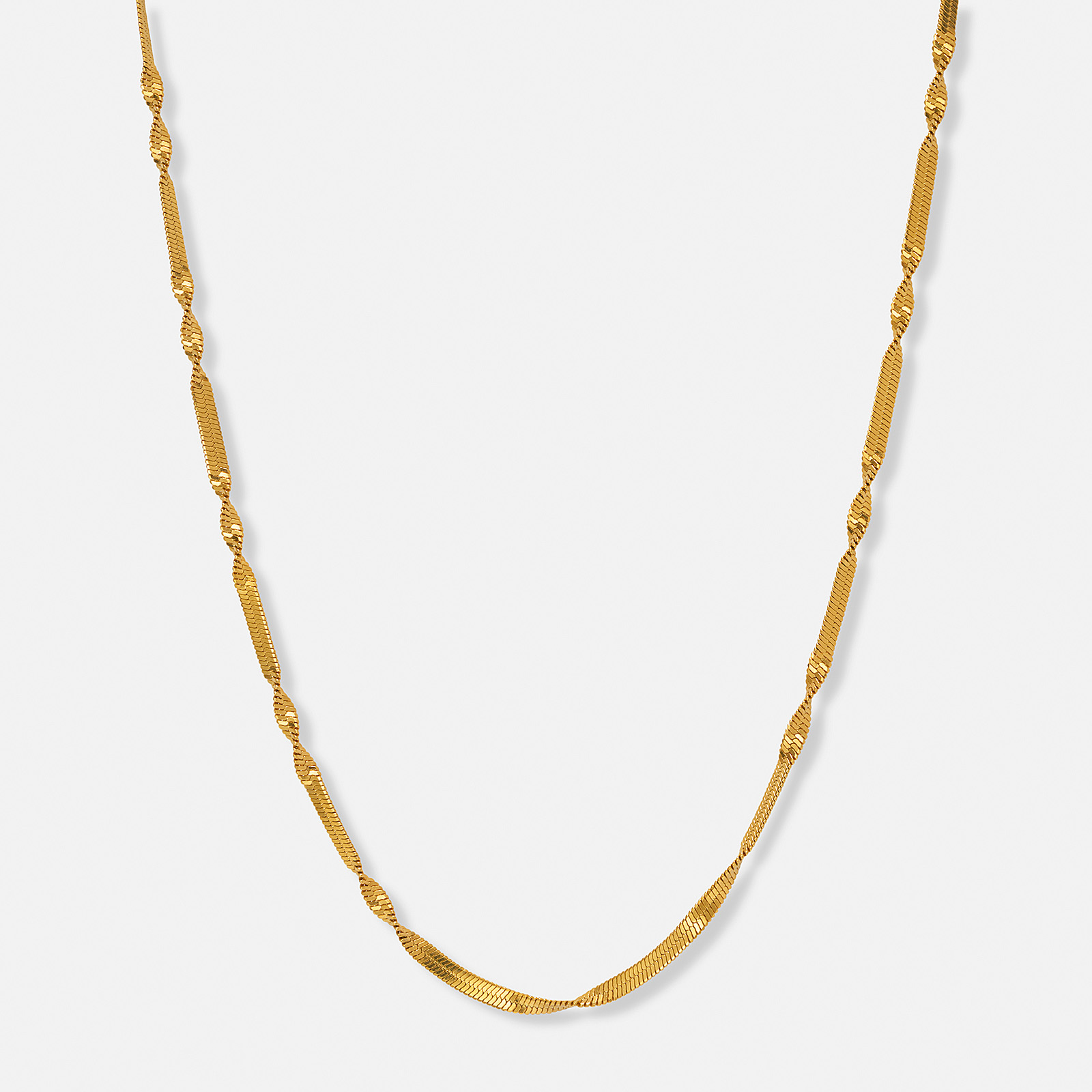 Guldpläterat stålhalsband twist chain - 40+5cm