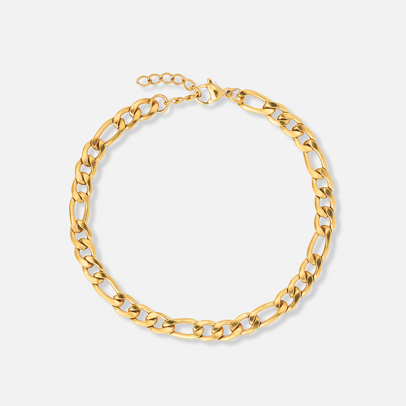 Guldfärgat stålarmband Figarolänk 5 mm