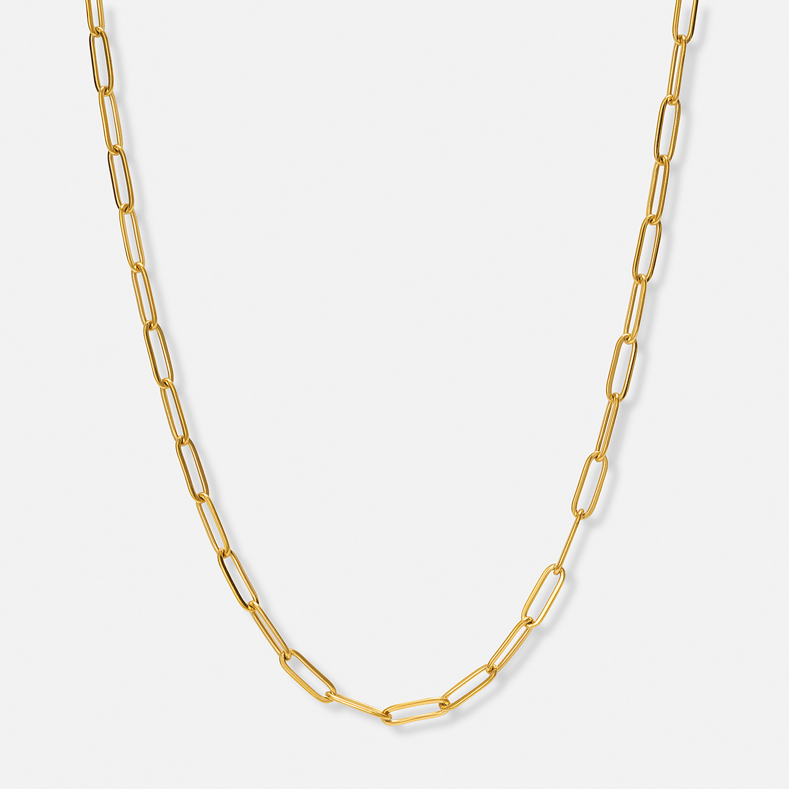 Guldfärgat stålhalsband Paperclip 4mm