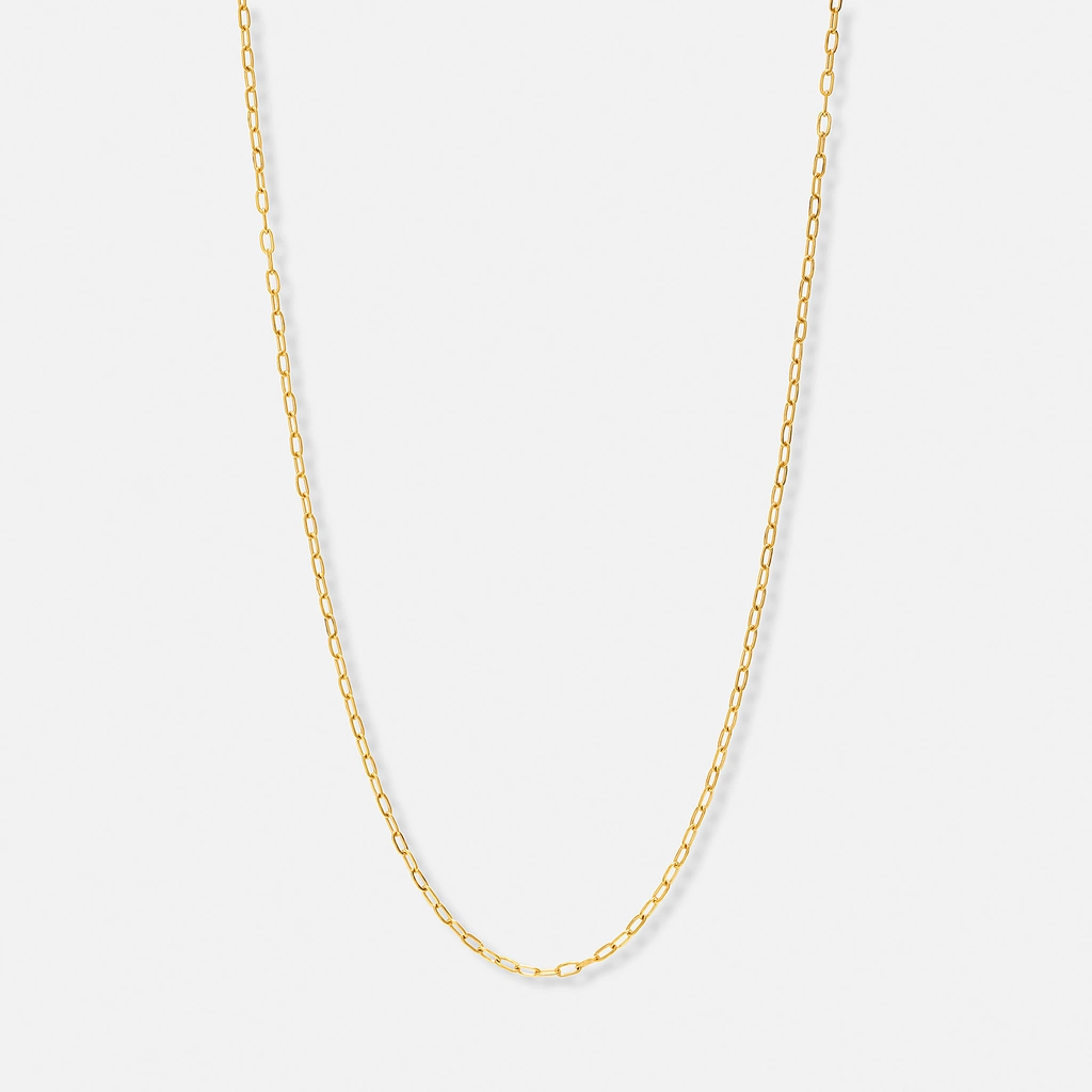 Guldpläterat stålhalsband Paperclip 2mm - 45+5cm