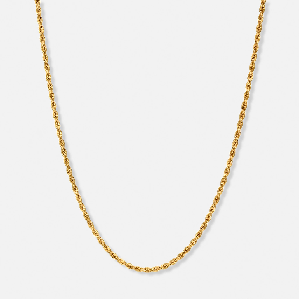 Guldpläterat stålhalsband replänk 3mm - 40+5cm