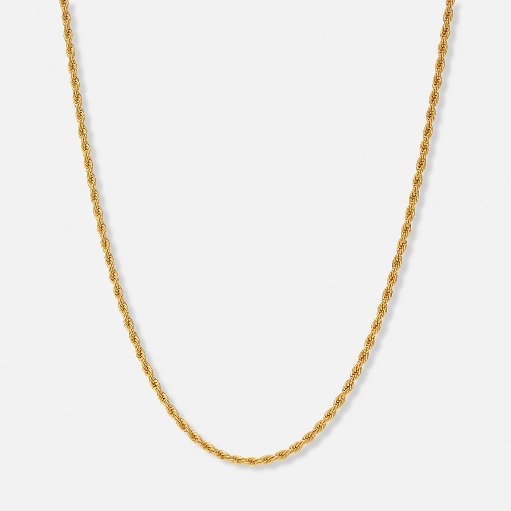 Guldpläterat stålhalsband replänk 3mm - 50+5cm