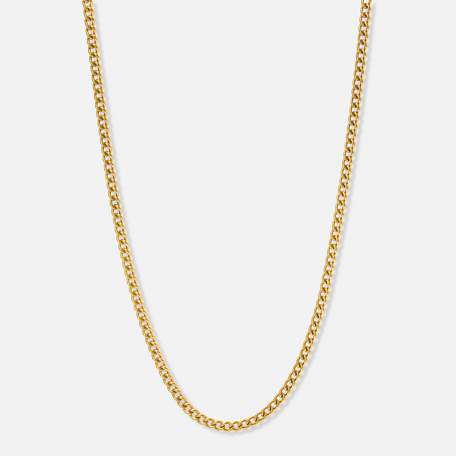 Guldpläterat stålhalsband pansarlänk 4mm