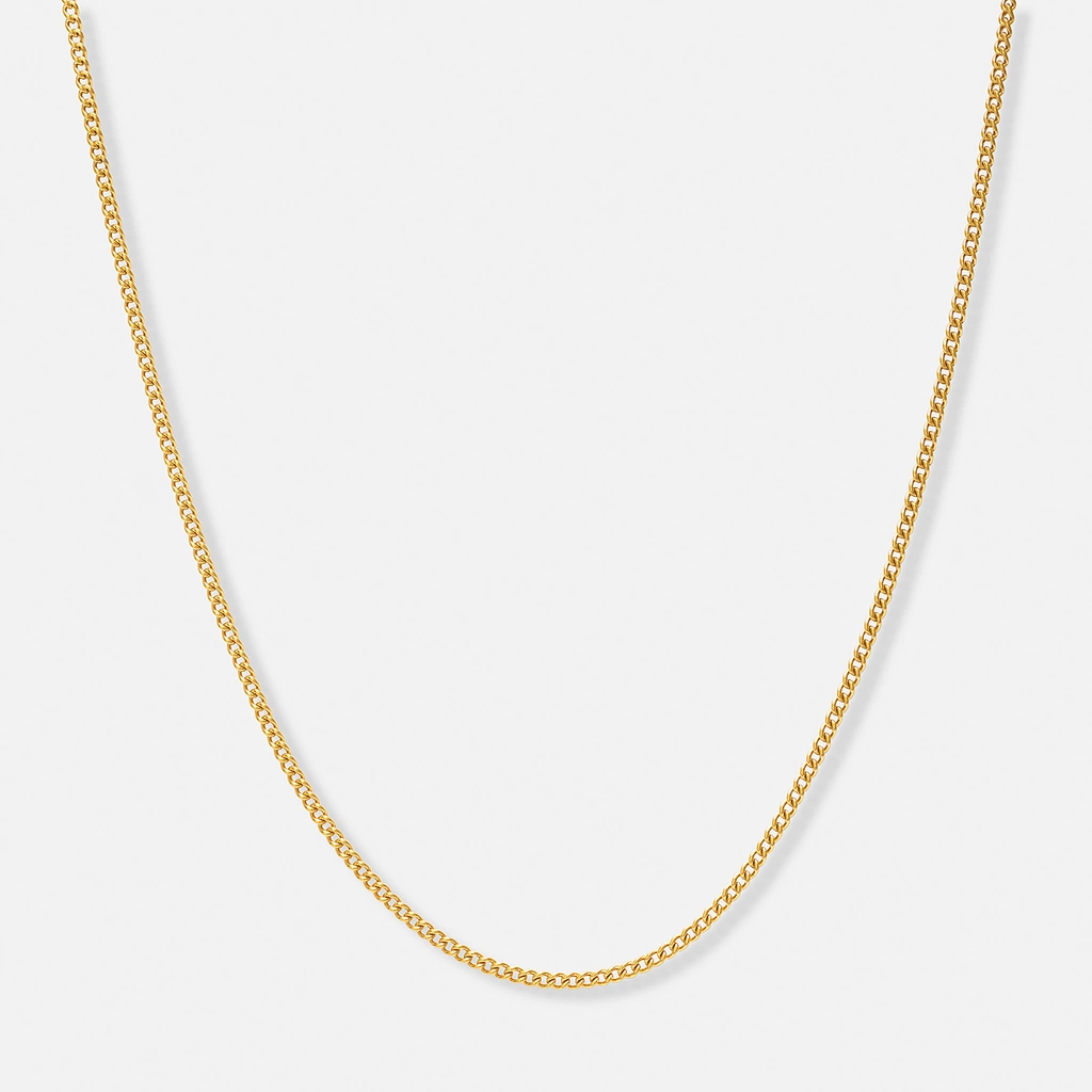 Guldpläterat stålhalsband pansarlänk 2mm - 60+5cm