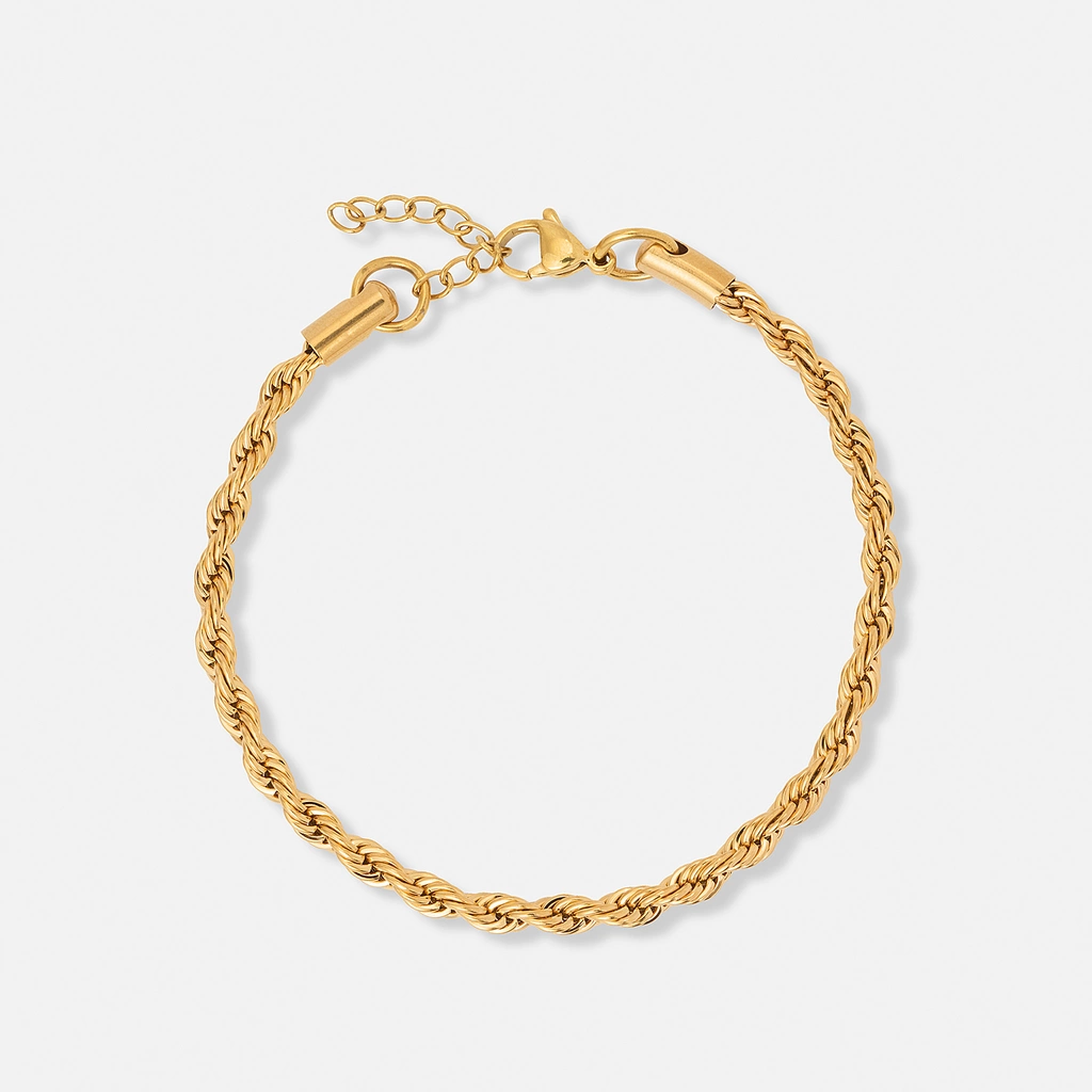 Guldpläterat stålarmband replänk 4 mm - 19+3cm