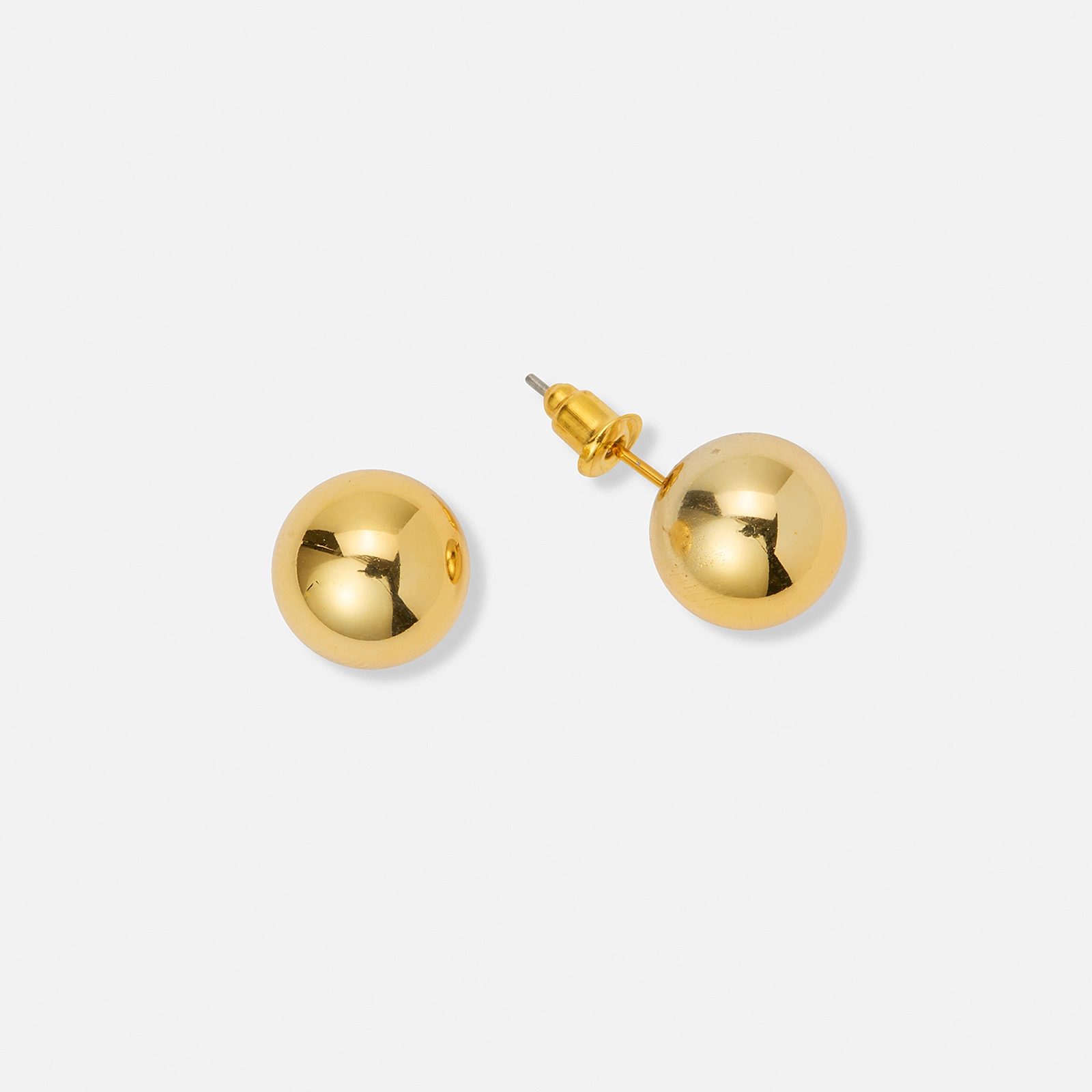 Guldfärgade örhängen, studs med kula - 12 mm