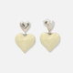 Silverfärgade örhängen, dubbla hängande hjärtan - 40 mm