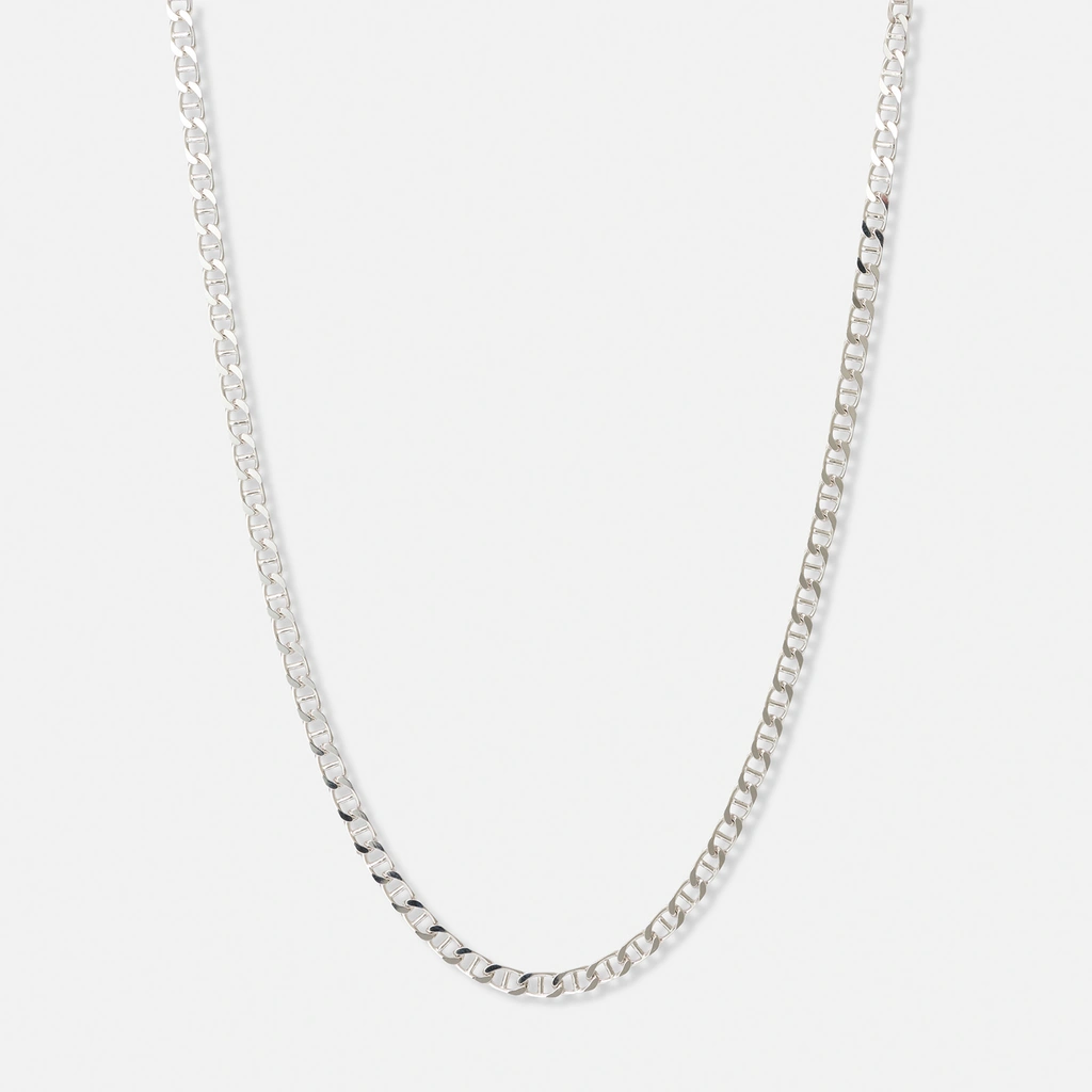 Halsband i silver herr, bean chain - 55 cm