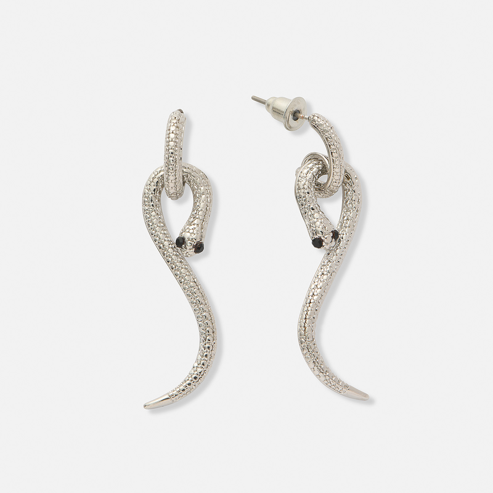 Silverfärgade örhängen, ormar - 40 mm