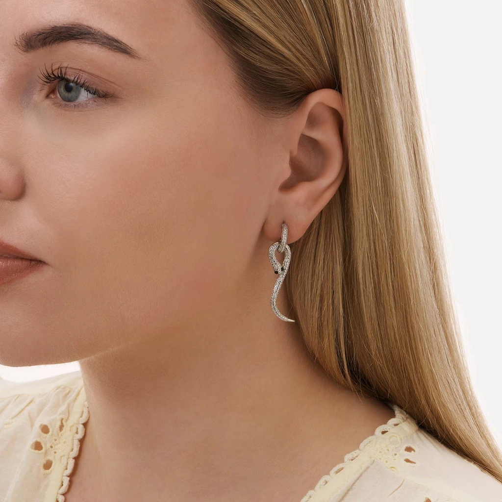 Silverfärgade örhängen, ormar - 40 mm