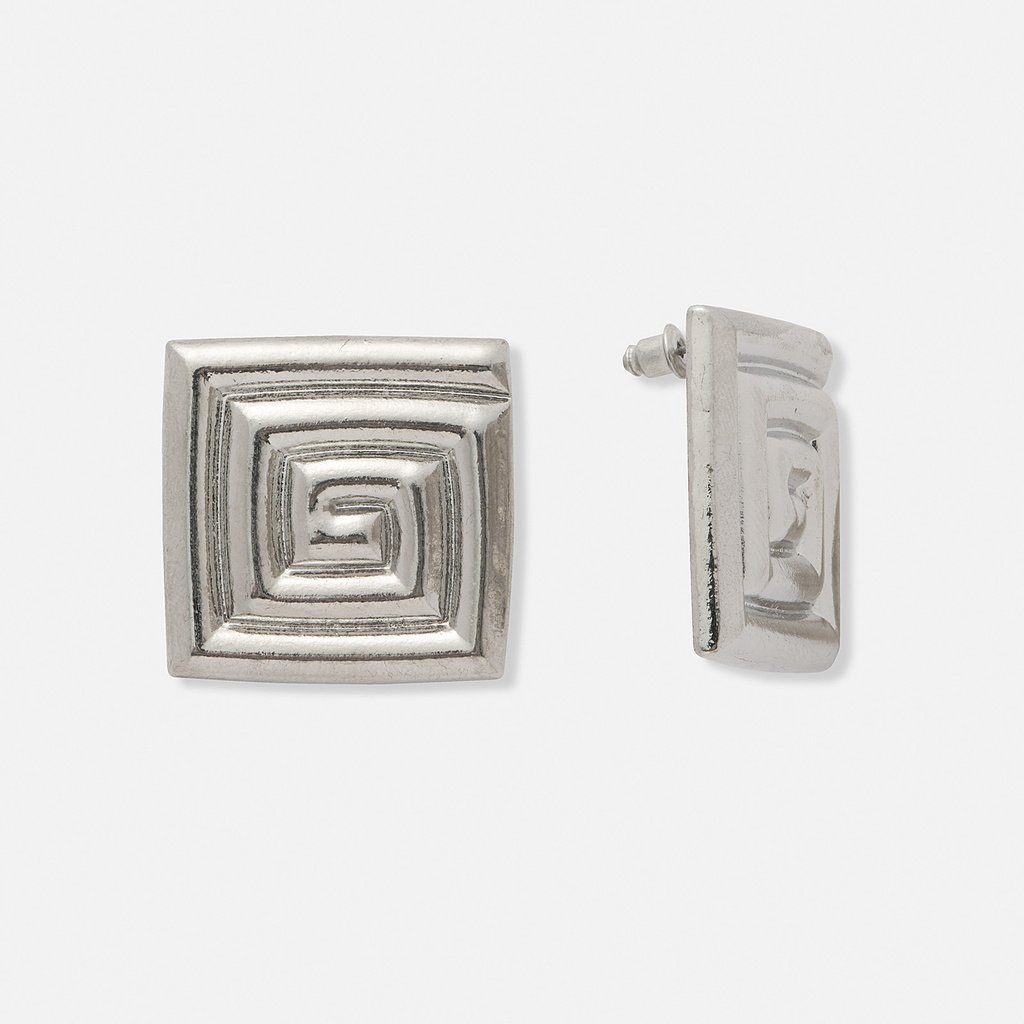 Silverfärgade örhängen, kvadratiska spiraler - 30 mm