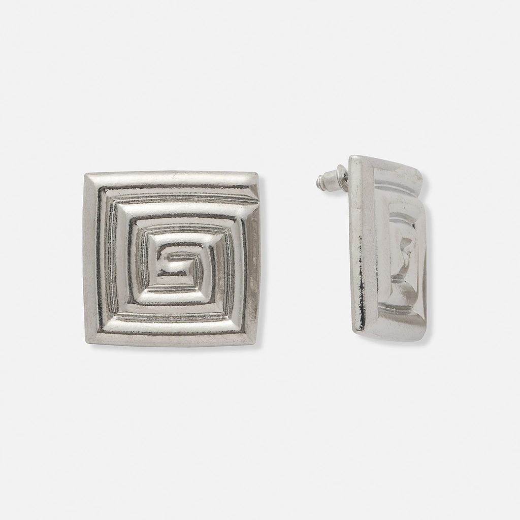 Silverfärgade örhängen, kvadratiska spiraler - 30 mm