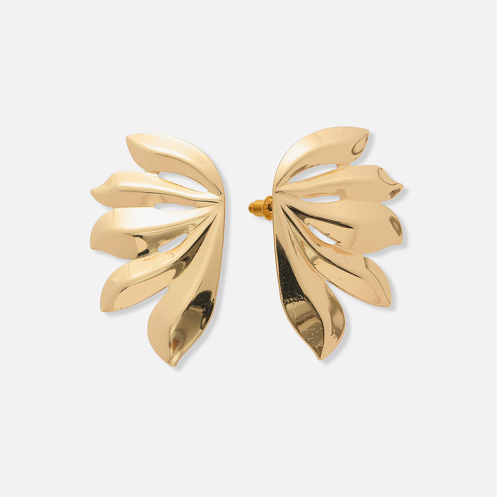 Guldfärgade örhängen, fem blad - 47 mm