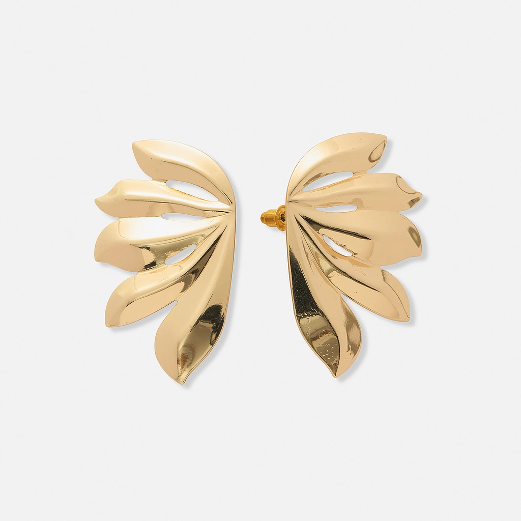 Guldfärgade örhängen, fem blad - 47 mm