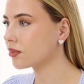 Silverfärgade örhängen, quiltade hjärtan - 13 mm