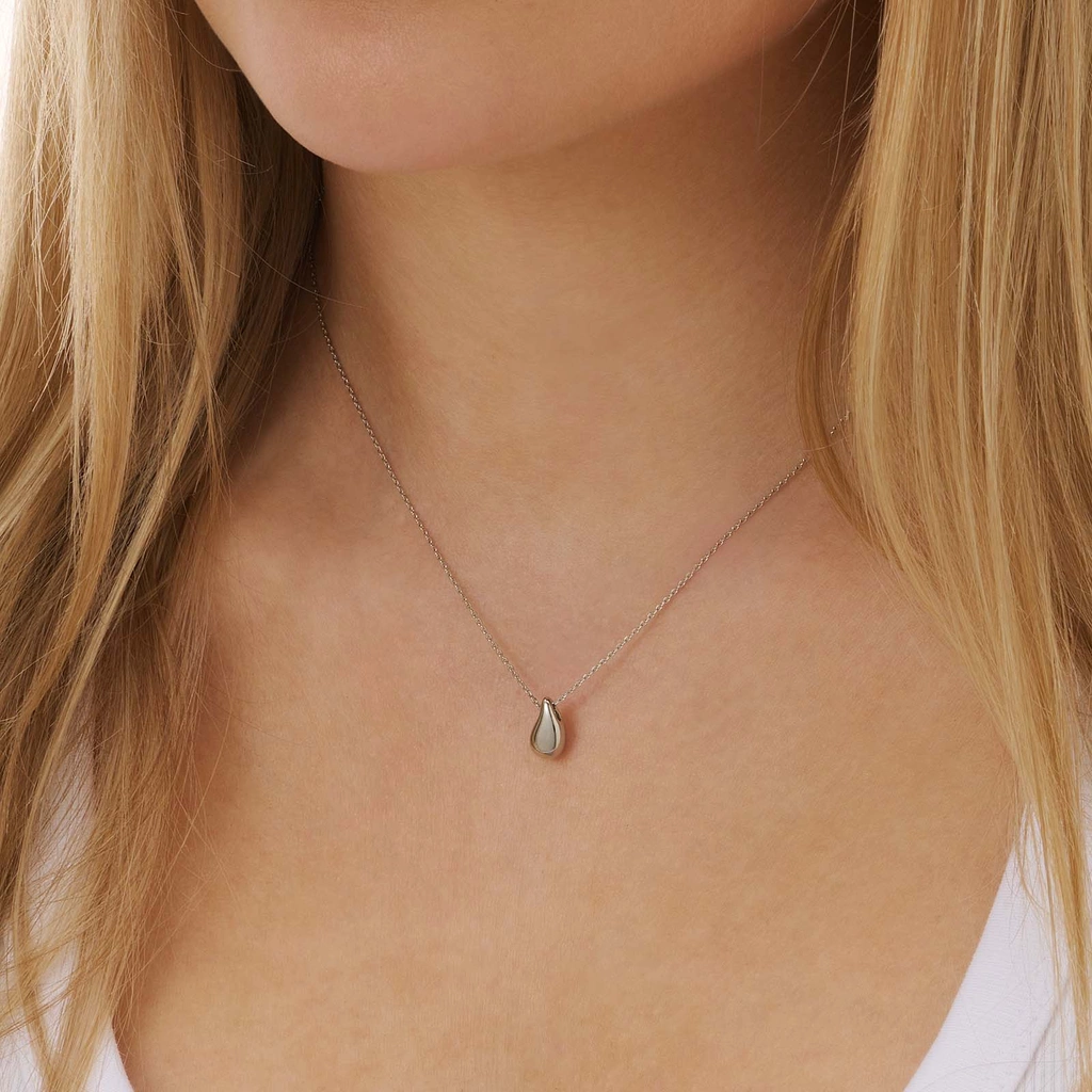 Silverfärgat halsband, droppe, 40+5cm