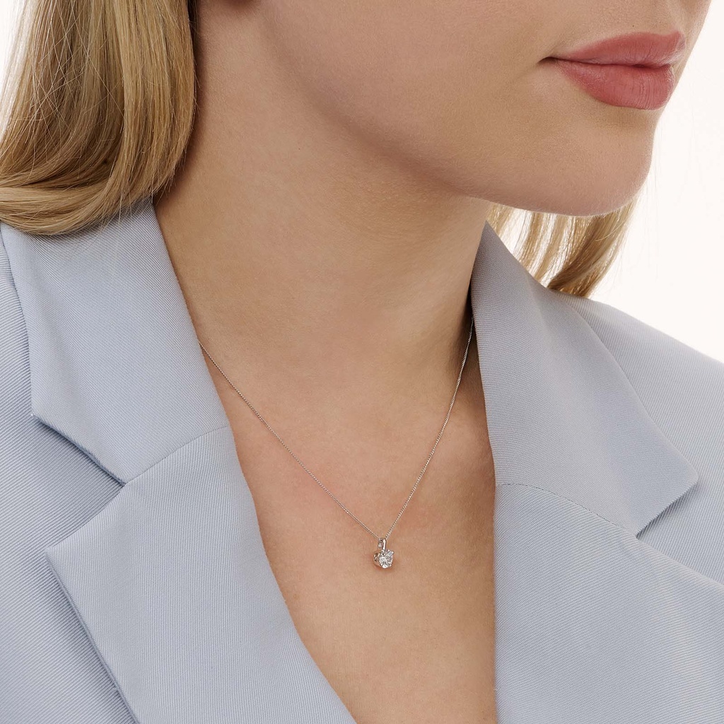 Halsband 18k vitguld med 0,7 ct labbodlad diamant - 42+3cm