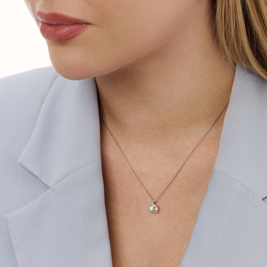 Halsband 18k vitguld med 1,0 ct labbodlad diamant - 42+3cm
