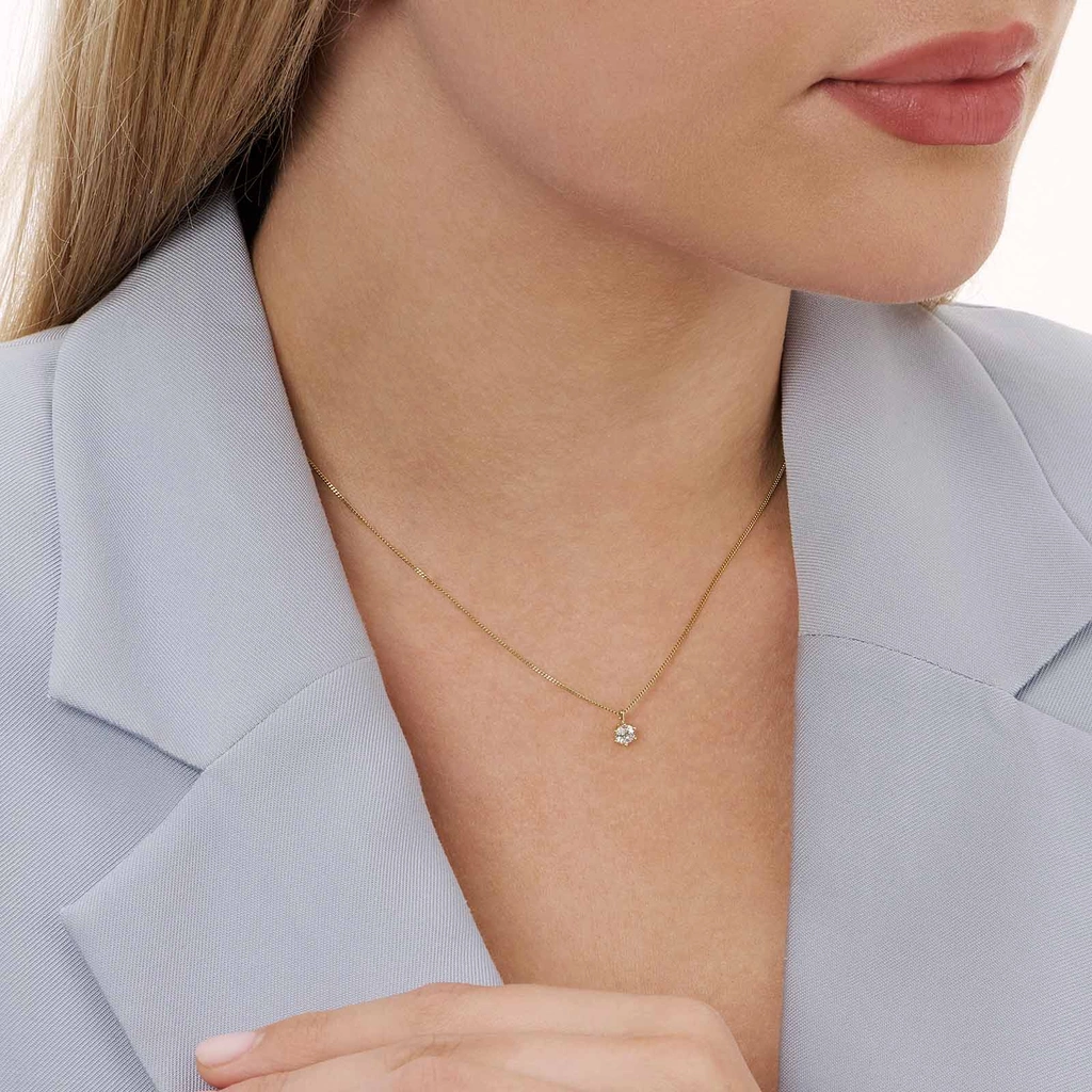 Halsband 18k guld med 0,3 ct labbodlad diamant - 42+3cm