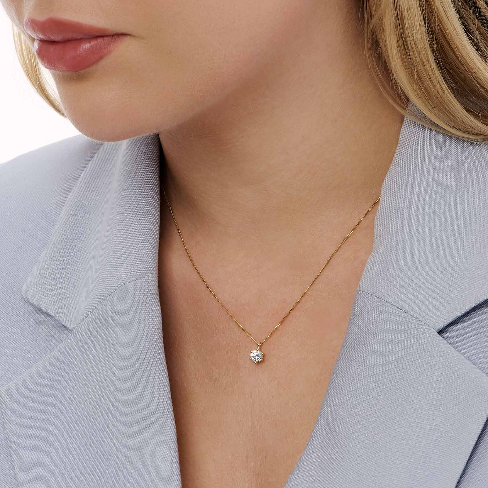 Halsband 18k guld med 0,5 ct labbodlad diamant - 42+3cm