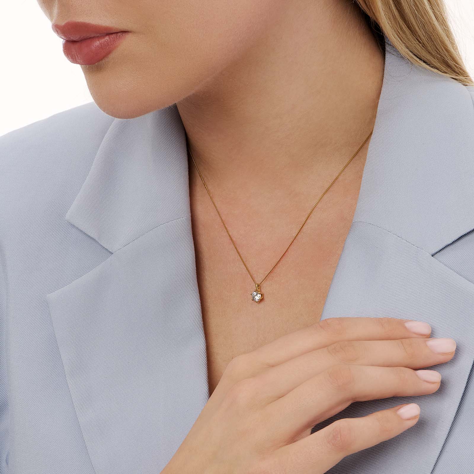 Halsband 18k guld med 0,7 ct labbodlad diamant - 42+3cm