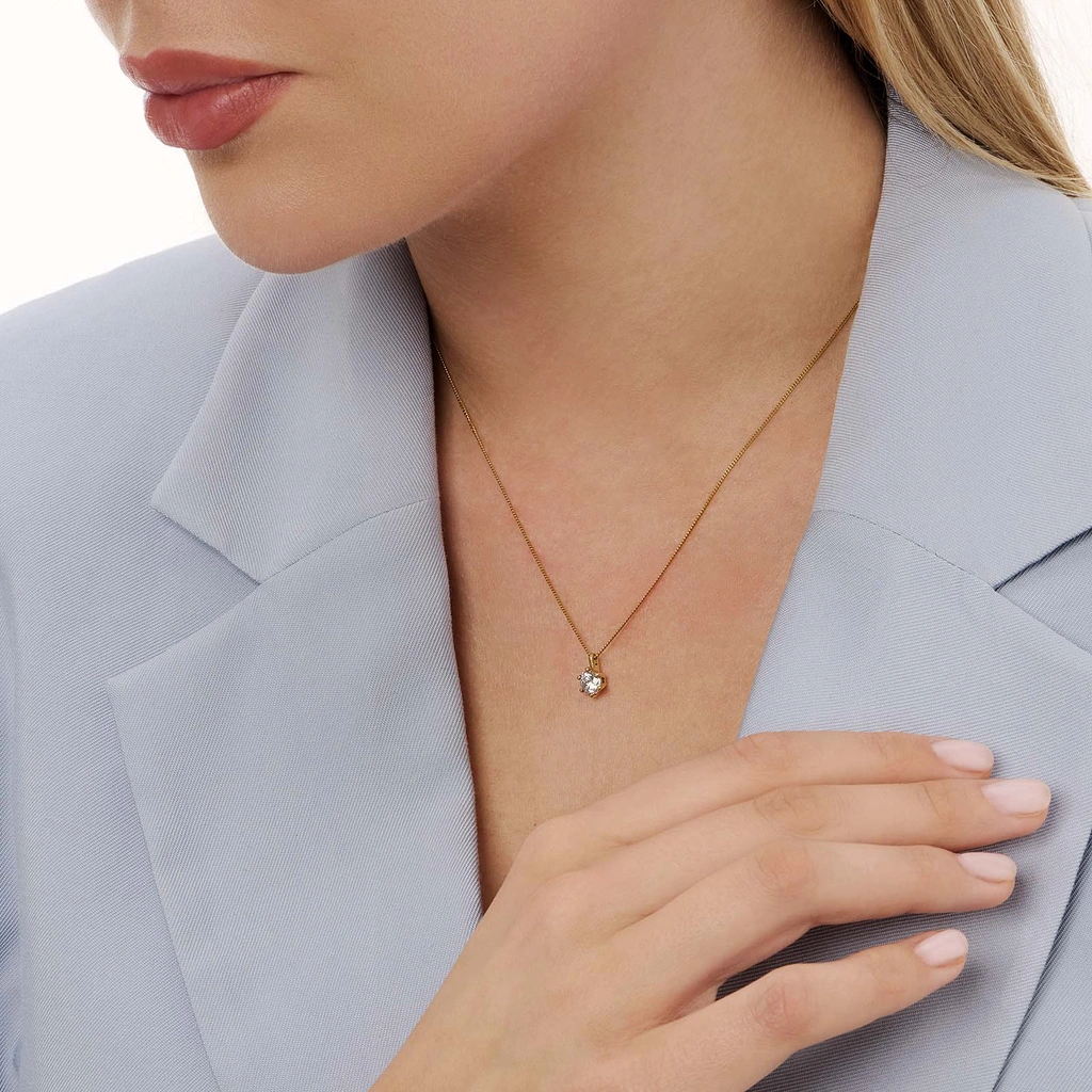 Halsband 18k guld med 0,7 ct labbodlad diamant - 42+3cm