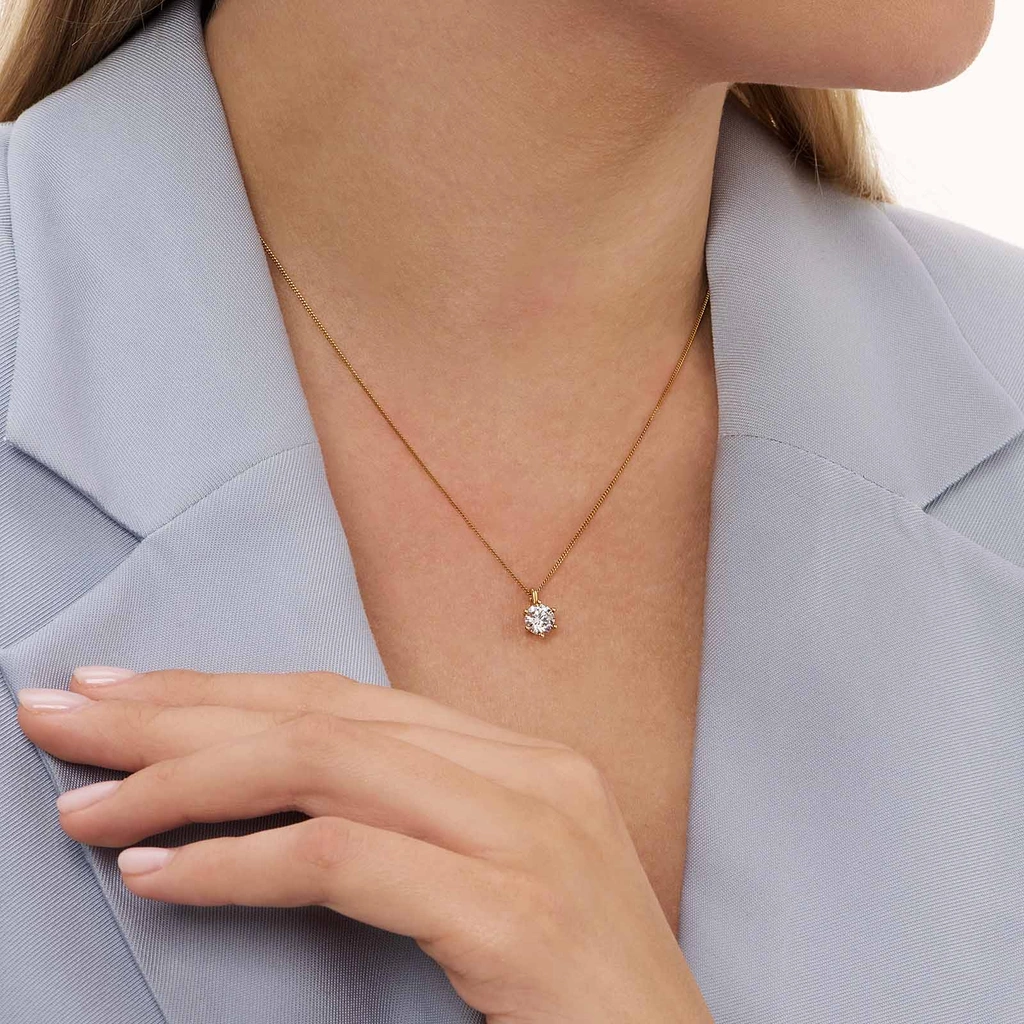 Halsband 18k guld med 1,0 ct labbodlad diamant - 42+3cm