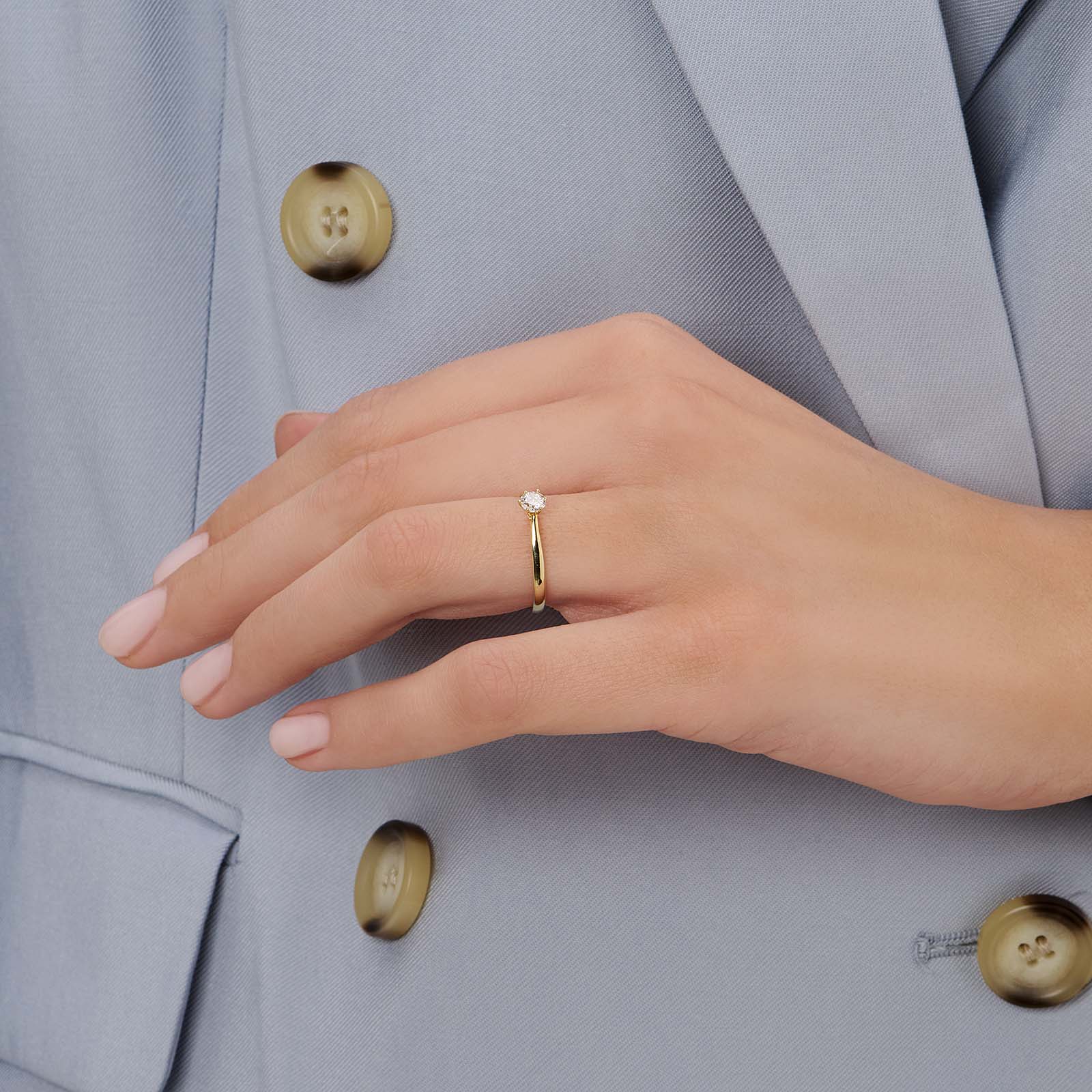 Solitärring 18k guld med 0,3 ct labbodlad diamant