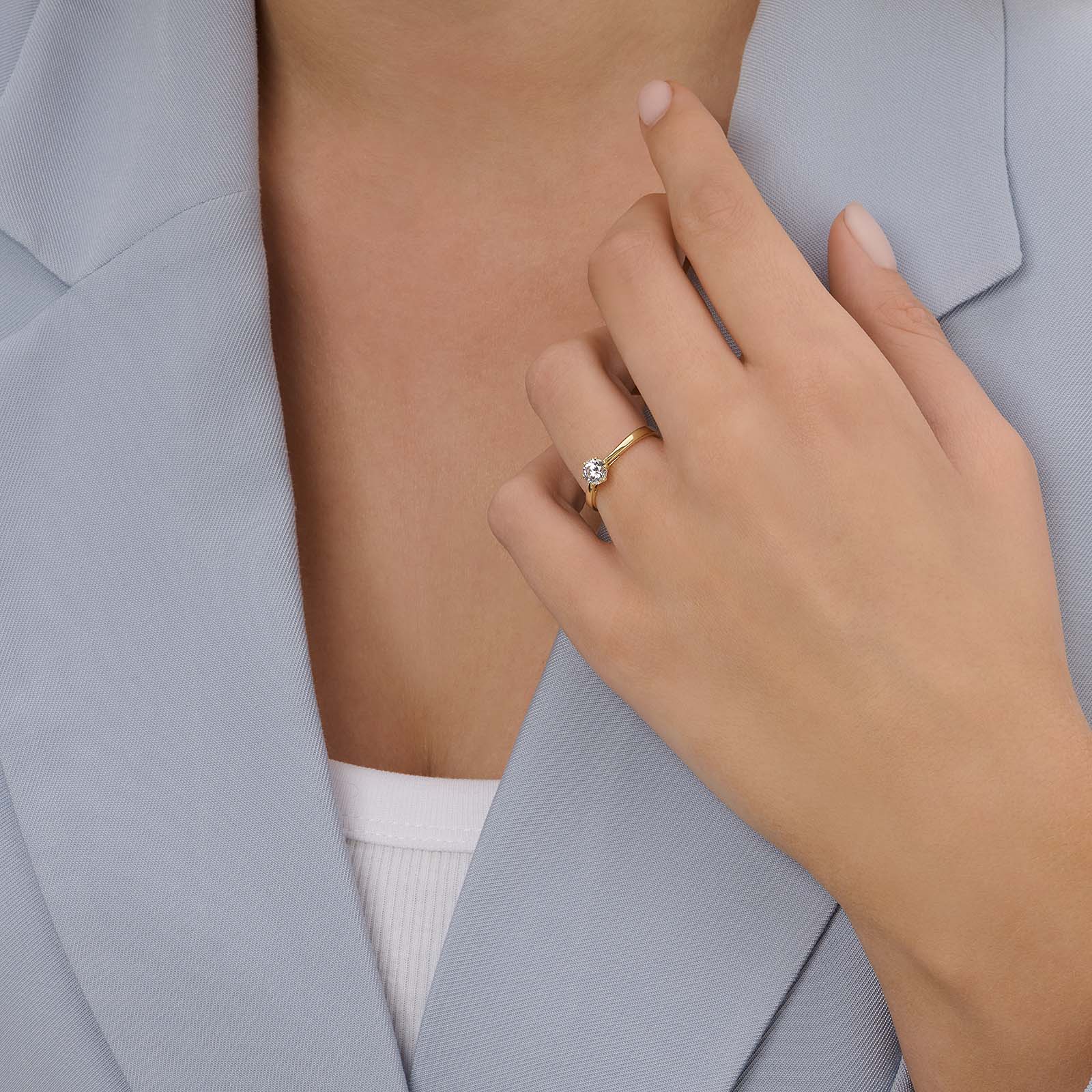 Solitärring 18k guld med 0,5 ct labbodlad diamant